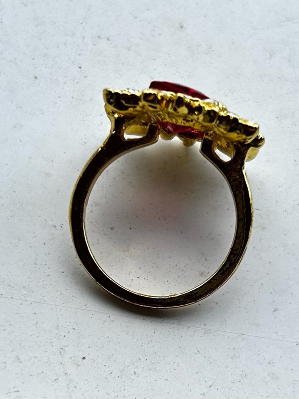 Gold plated Red Gem Statement Ring - Picture 6 of 7
